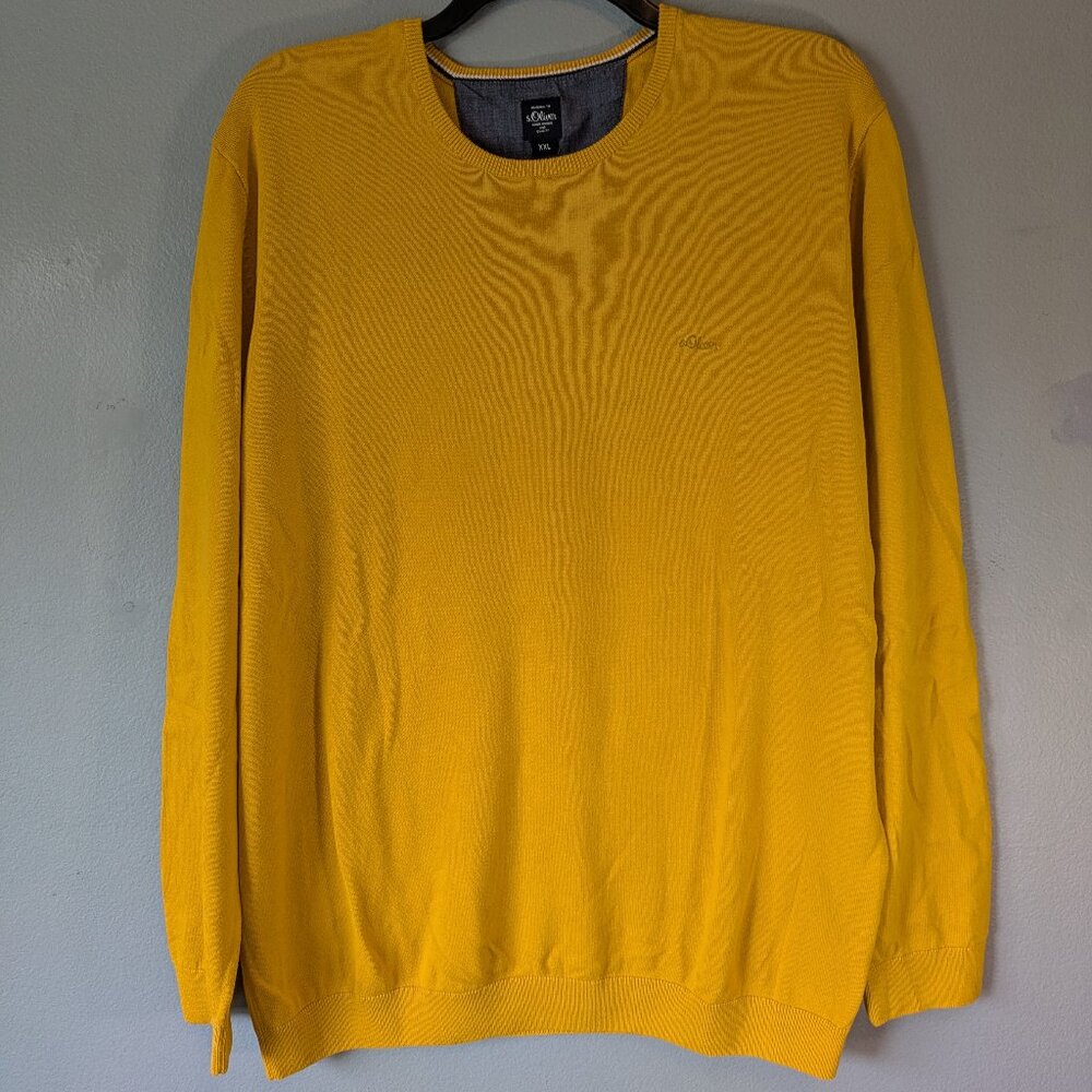 S. Oliver Men Yellow Gold XX-Large Cotton Crewneck Sweater